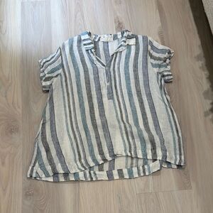 CP SHADES Striped Linen Blend Women's Top